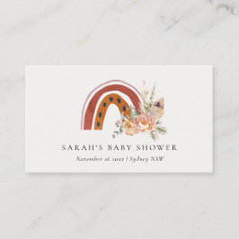 かわいい錆オレンジボホフローラレインボーベビーシャワー プレイスカード