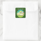 かわいい鍵ライム円の追加メッセージ スクエアシール (バッグ)