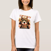 かわいい鎧兜のサムライ猫 Tシャツ (正面)