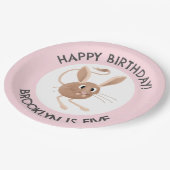 かわいい長い耳のジェルボアのパーソナライズされた誕生日 ペーパープレート (アングル)