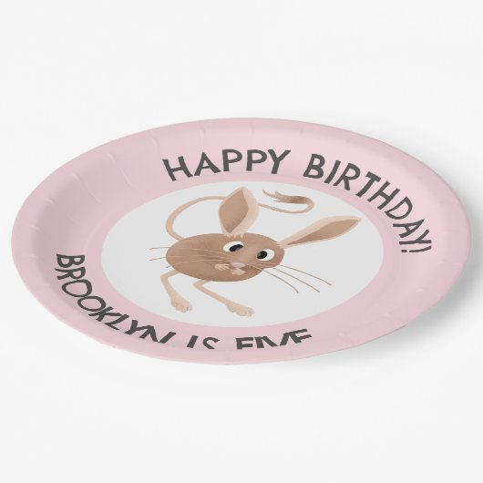 かわいい長い耳のジェルボアのパーソナライズされた誕生日 ペーパープレート (アングル)