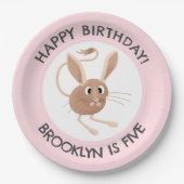 かわいい長い耳のジェルボアのパーソナライズされた誕生日 ペーパープレート (正面)