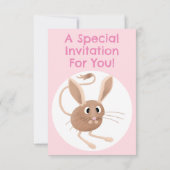 かわいい長い耳のジェルボアのパーソナライズされた誕生日 招待状 (裏面)