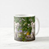 かわいい長い髪のクリーム色のチワワ犬の子犬の写真の_ コーヒーマグカップ (正面右)