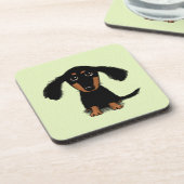 かわいい長い髪のダックスフントの子犬 コースター (左側)
