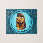 かわいい長い髪のダックスフントの子犬 ジグソーパズル (横)