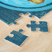 かわいい長い髪のダックスフントの子犬 ジグソーパズル (側面)