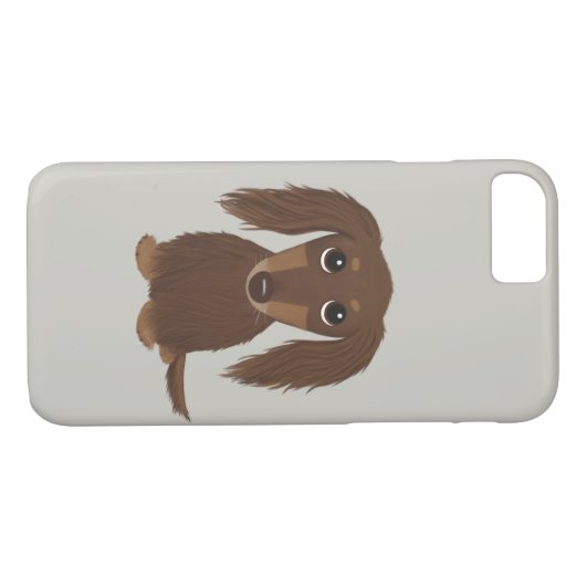 かわいい長い髪のチョコレート色のダックスフント Case-Mate iPhoneケース (裏面(横))