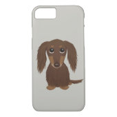 かわいい長い髪のチョコレート色のダックスフント Case-Mate iPhoneケース (裏面)
