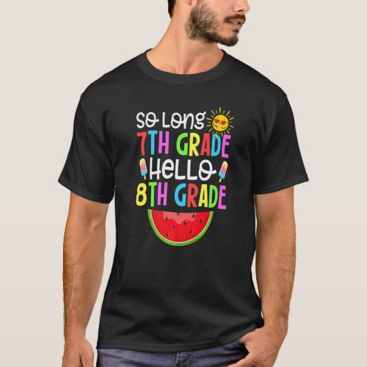 かわいい長い7年生こんにちは8年生おもしろい Tシャツ (正面)