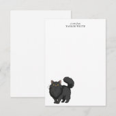 かわいい長毛黒猫ありがとう ノートカード (正面/裏面)