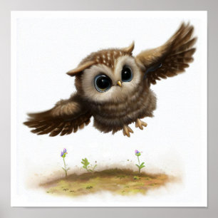 かわいい長絵を描葉フクロウのデジタル写真 過去記事 ポスター