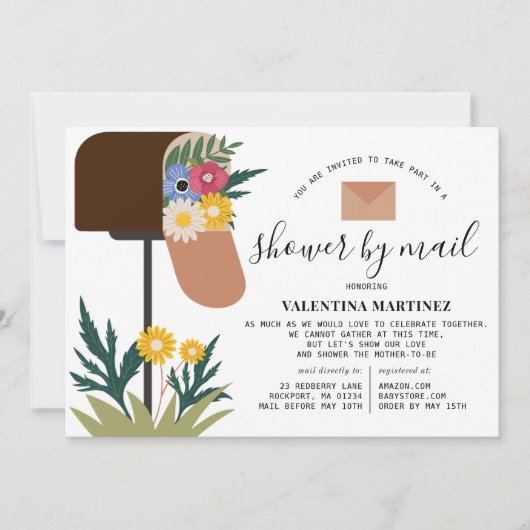 かわいい長距離春フローラベビーシャワー 招待状 (正面)