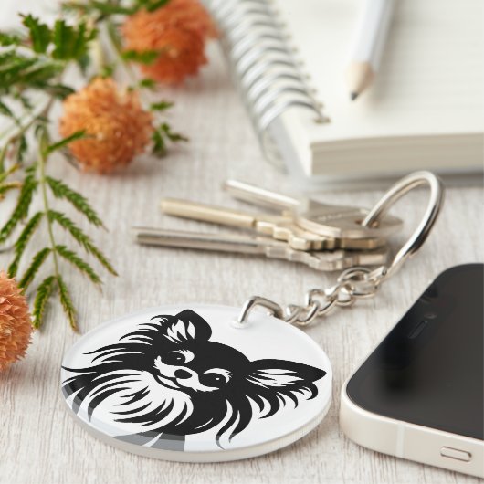 かわいい長髪のチワワ漫画 キーホルダー (正面右)