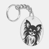 かわいい長髪のチワワ漫画 キーホルダー (正面左)