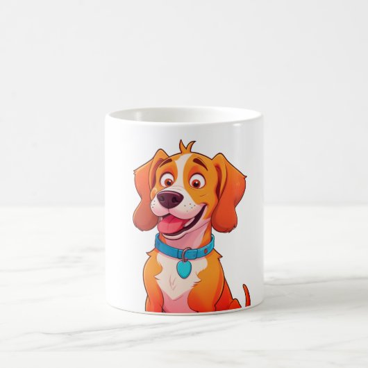 かわいい間抜けと古いスタイル漫画ポップ・アートのアートドッグマグ コーヒーマグカップ (中央)