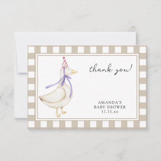 かわいい間抜けガチョウの赤ん感謝していだシャワー サンキューカード (正面)
