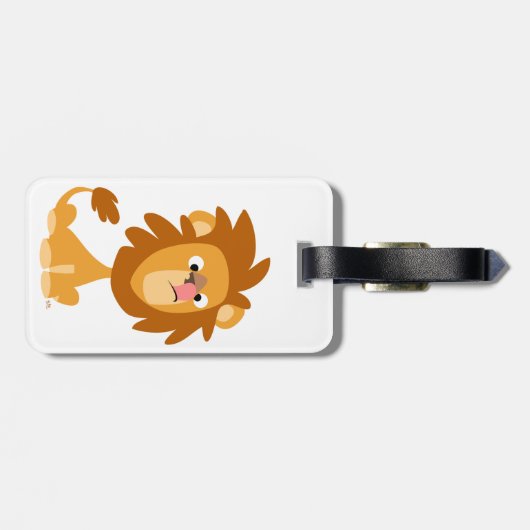 かわいい間抜けマンガのライオンのラゲッジタグ ラゲッジタグ (裏面横)