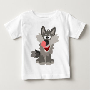 かわいい間抜けマンガウルフベビーTシャツ ベビーTシャツ