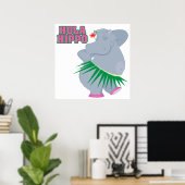 かわいい間抜けルアウ(ハワイ式宴会)フラ ポスター (ホームオフィス)