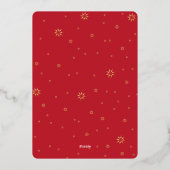 かわいい間抜けルドルフのトナカイの写真と金ゴールド 箔シーズンカード (裏面)