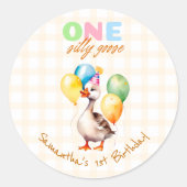 かわいい間抜けワンガースウォーター色1歳 ラウンドシール (正面)