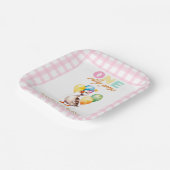 かわいい間抜けワンガースピンクガール1st誕生日 ペーパープレート (傾斜あり)