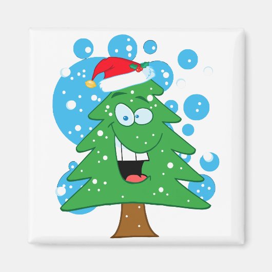 かわいい間抜け漫画クリスマスツリーキャラクター マグネット (正面)