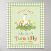 かわいい間抜け2ファームグース誕生日ウェルカムサイン ポスター (正面)