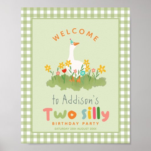 かわいい間抜け2ファームグース誕生日ウェルカムサイン ポスター (正面)