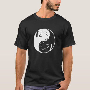 かわいい陰陽猫子猫愛平和ヨガ太極拳 Tシャツ