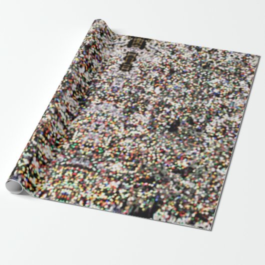 かわいい陽気なカラフル《写真》ぼけ味クリスマスツリーライト ラッピングペーパー (アンロールド)
