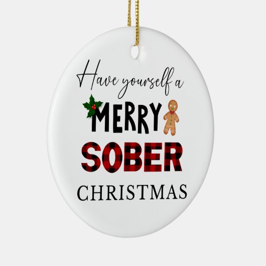 かわいい陽気なクリスマスギフト、しらふのクリスマス セラミックオーナメント (右)
