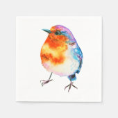 かわいい陽気なクリスマスロビンの水色 スタンダードカクテルナプキン (正面)