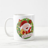 かわいい陽気なサンタクロースのクリスマスリース マグ (左)