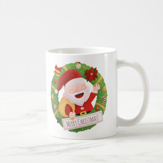 かわいい陽気なサンタクロースのクリスマスリース マグ (右)