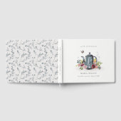 かわいい陽気なバラフローラティーポット任意の年齢誕生日 ゲストブック (全面)