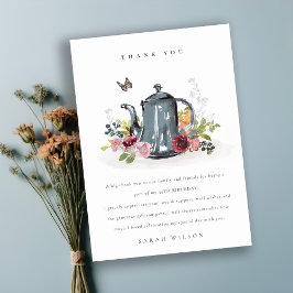 かわいい陽気なバラフローラティーポット任意の年齢誕生日 サンキューカード