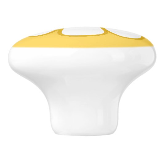 かわいい陽気なレトロフラワーマスタードイエローホワイト セラミックノブ (側面)