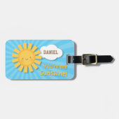 かわいい陽気な小さな太陽の子供へ光 ラゲッジタグ (正面横)