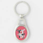 かわいい陽気な漫画のカウメタルキーチェーン キーホルダー (正面)