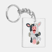 かわいい陽気な漫画の牛のアクリルキーチェーン キーホルダー (正面左)
