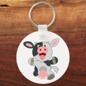 かわいい陽気な漫画の牛のキーチェーン キーホルダー (正面)