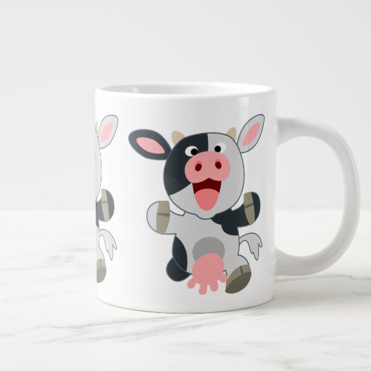 かわいい陽気な漫画の牛 ジャンボコーヒーマグカップ (右)
