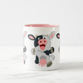 かわいい陽気な漫画の牛 ツートーンマグカップ (中央)