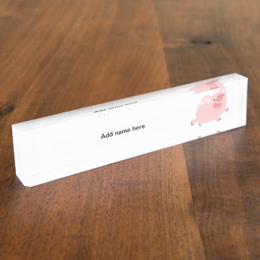 かわいい陽気な漫画の豚机用ネームプレート デスクネームプレート (側面)