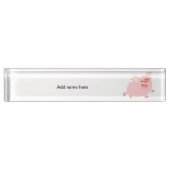 かわいい陽気な漫画の豚机用ネームプレート デスクネームプレート (正面)