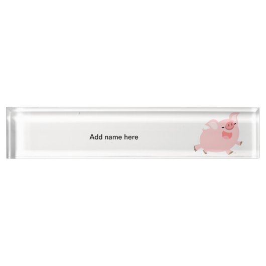 かわいい陽気な漫画の豚机用ネームプレート デスクネームプレート (正面)