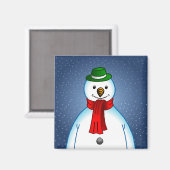かわいい陽気な雪だるま マグネット (正面/裏面)