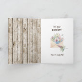 かわいい隠し猫とフローラポット誕生日カード カード (内部)